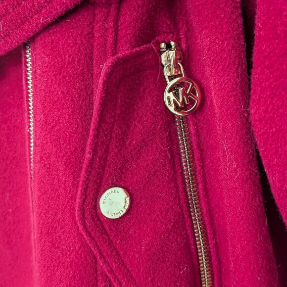 Michael Kors Women's Asymmetrical Belted Wool Blend 3/4 Coat Size PL Red . - Picture 5 of 12